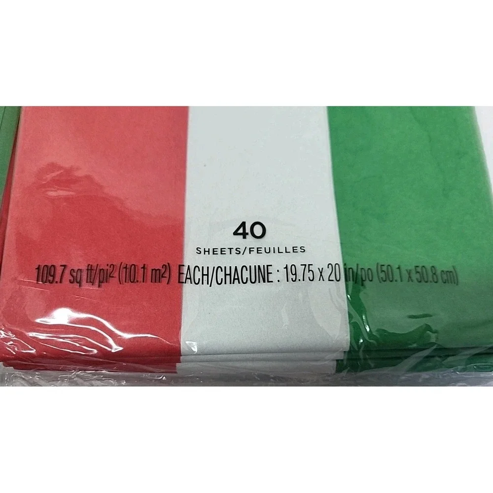 Lot of 3 Packages Hallmark Tissue Paper Green White Red‎ 120 sheets Total
